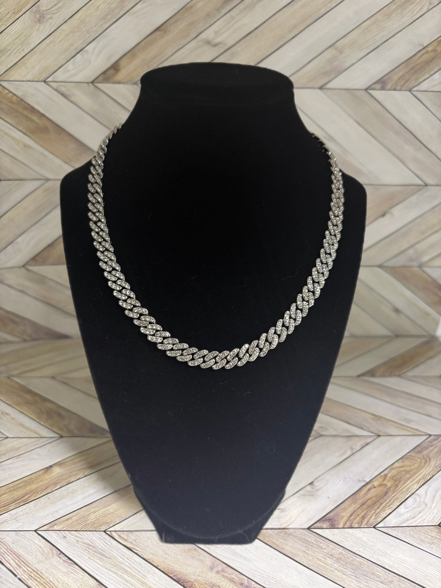 White 8mm Cuban Link Chain