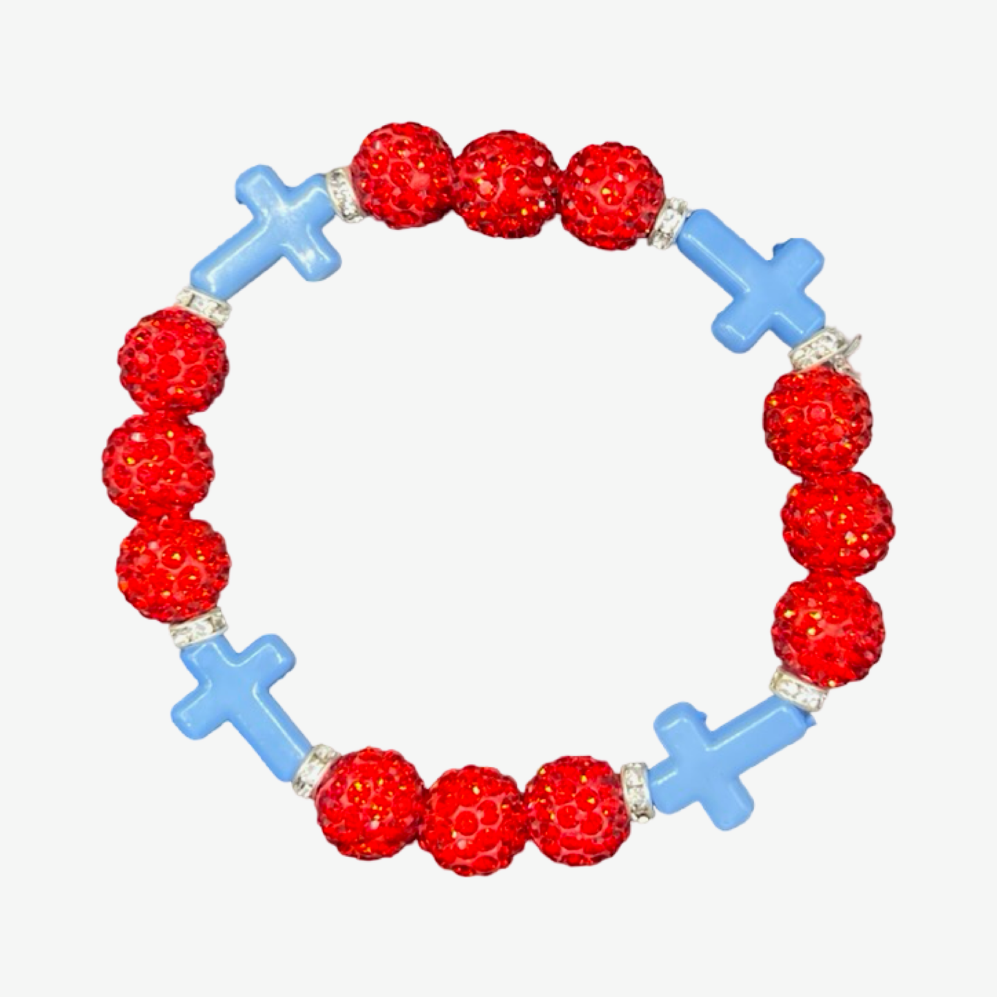 Red & Baby Blue Mini Cross Bracelet