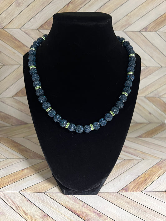 Navy w/ Lime Green Spacers Necklace