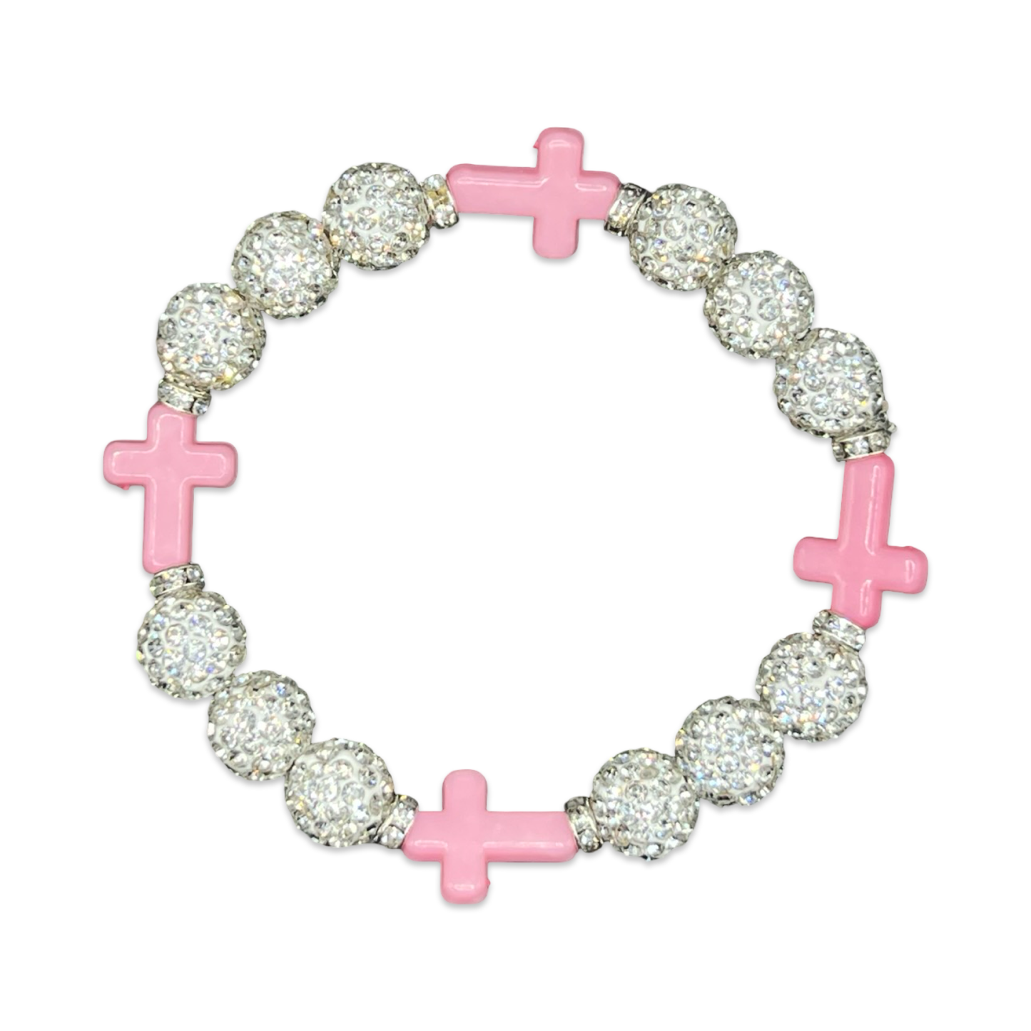 White & Pink Mini Cross Bracelet
