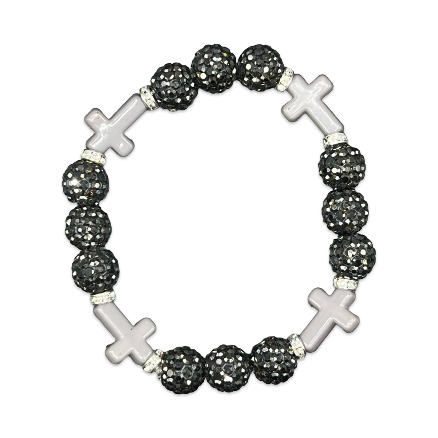 Grey & White Mini Cross Bracelet