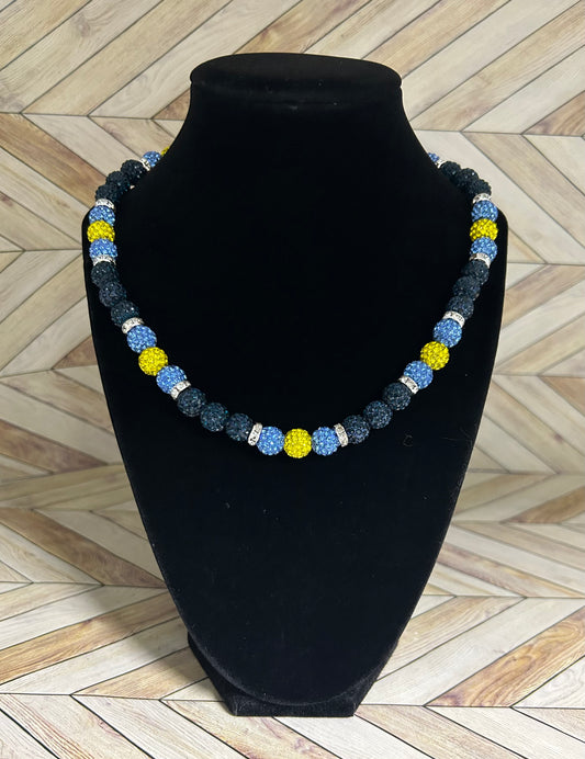 Navy, Baby Blue, Yellow & White Necklace