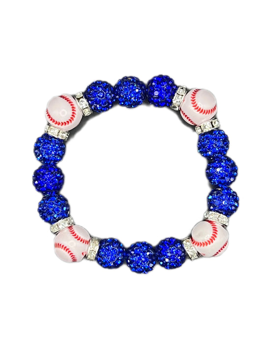 Royal Blue Baseball Bead Bracelet