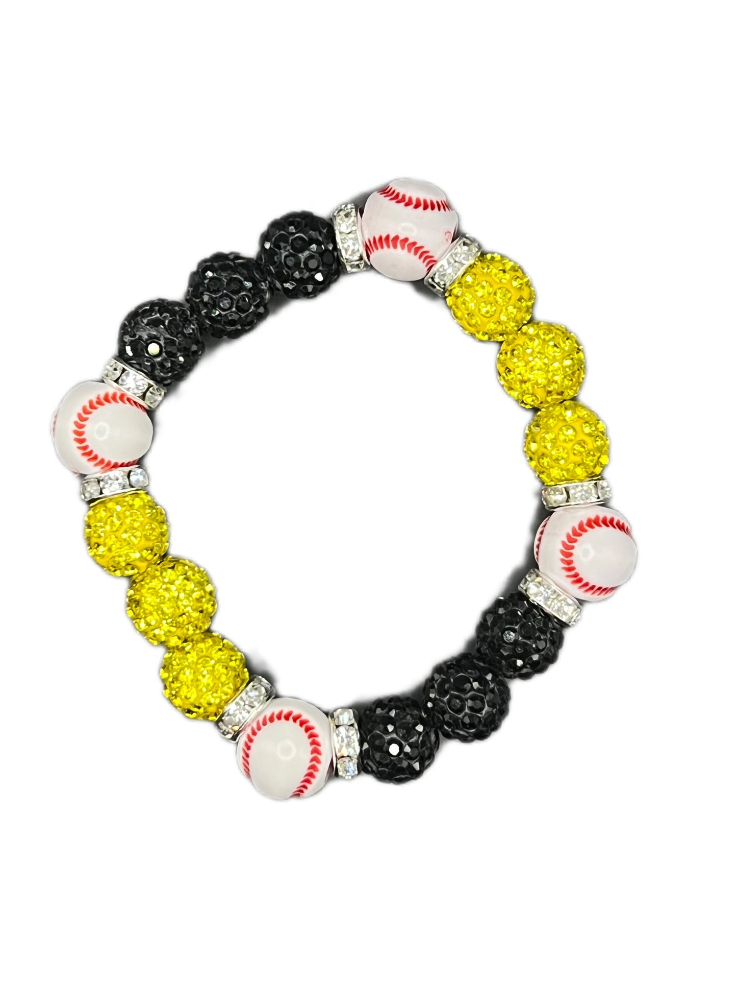 Black & Yellow Baseball Bead Bracelet