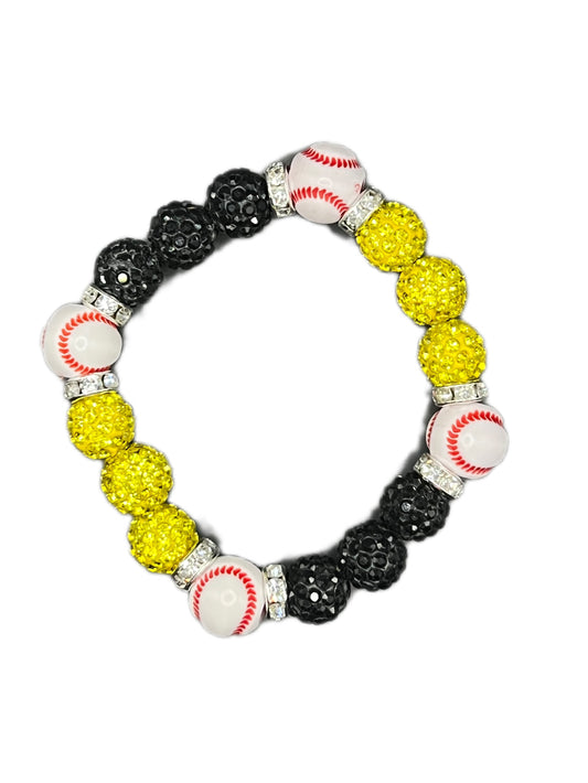 Black & Yellow Baseball Bead Bracelet
