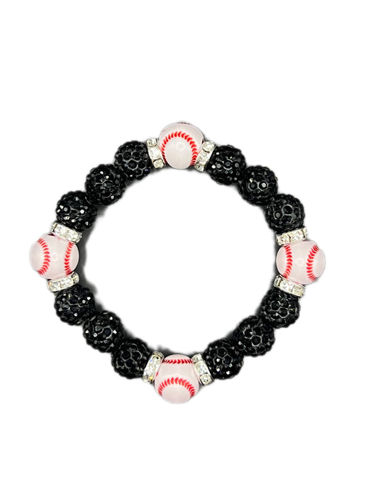 Black Baseball Bead Bracelet
