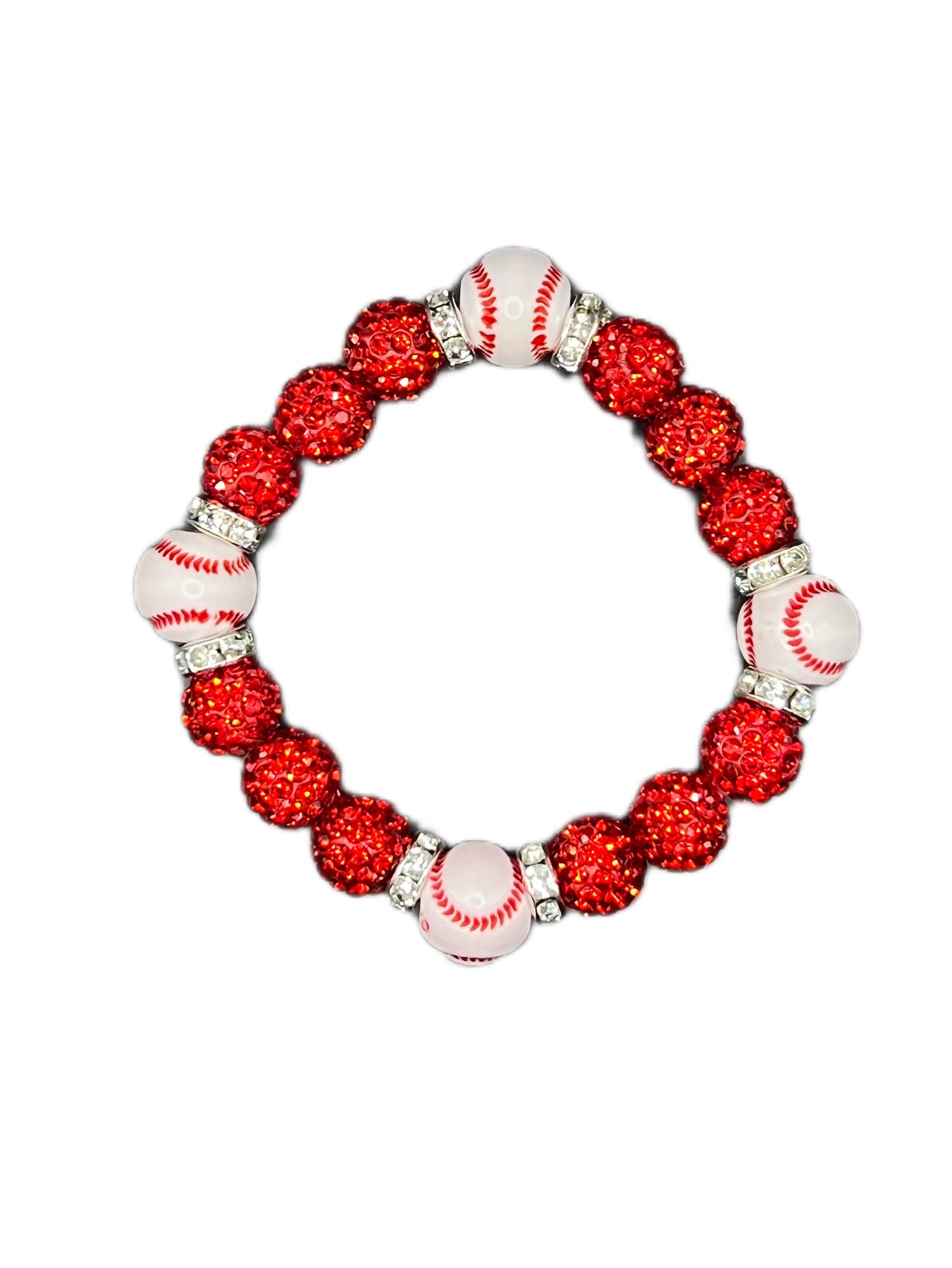 Red Baseball Bead Bracelet