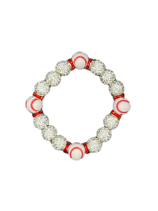 White Baseball Bead Bracelet