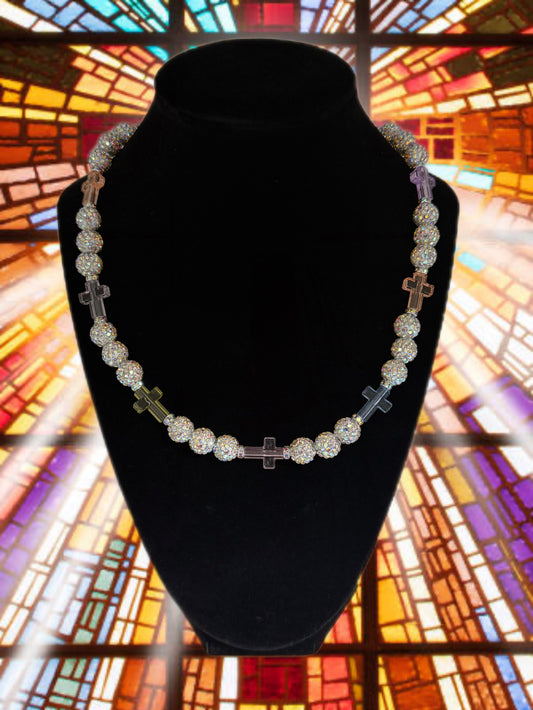 Easter Stained Glass Cross Necklace
