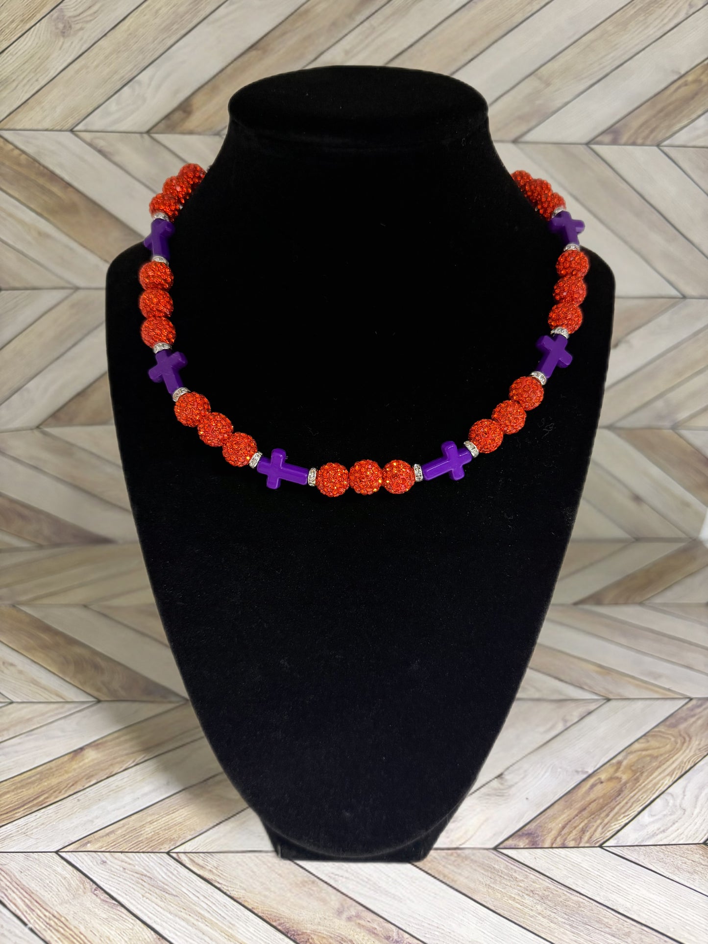 Orange & Purple Mini Cross Necklace