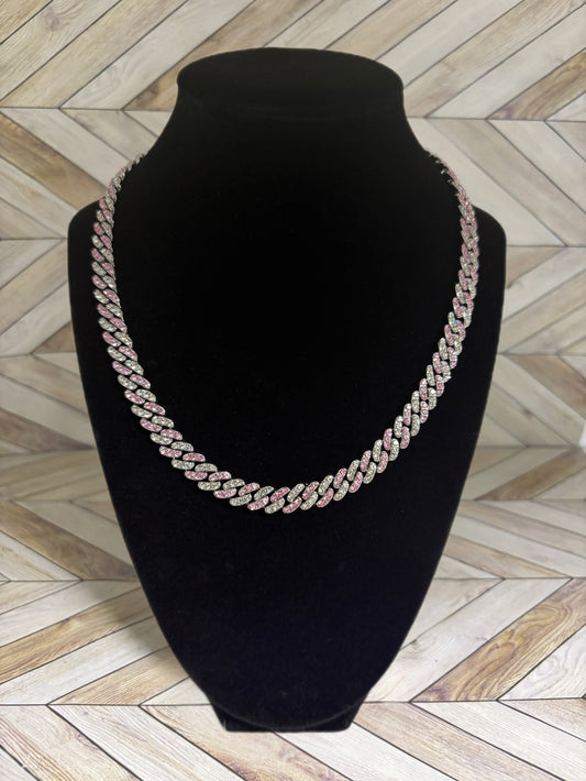 Pink 8mm Cuban Link Chain