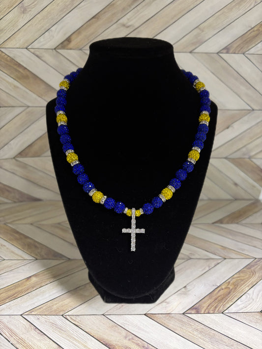 Royal Blue & Yellow Lightning Bolt Necklace