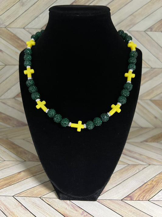 Green & Yellow Mini Cross Necklace