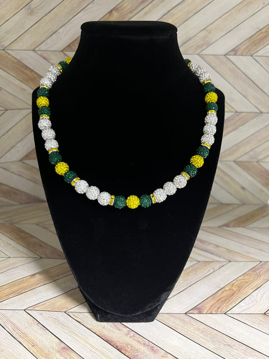 White, Green & Yellow w/ Yellow Spacers Necklace