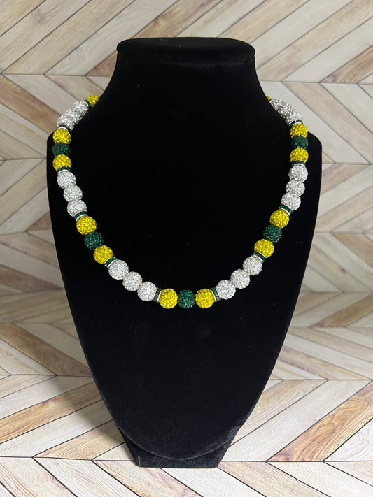 White, Yellow & Green w/ Green Spacers Necklace