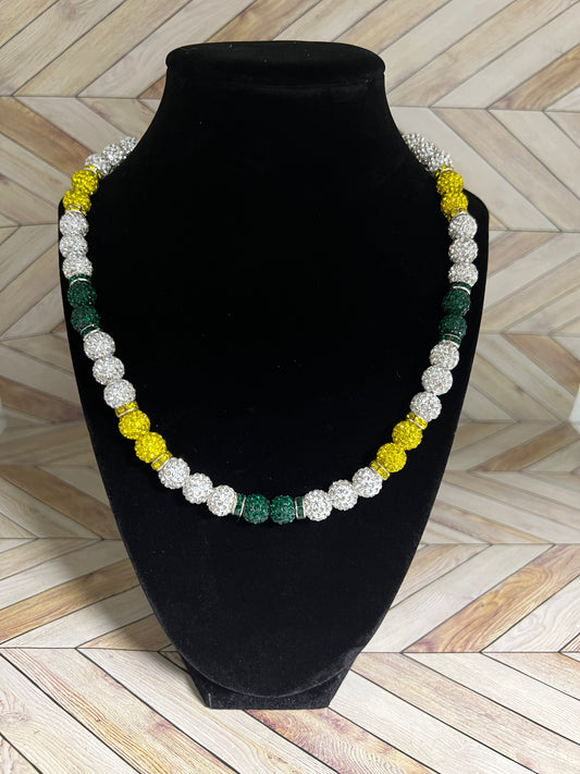 White, Yellow & Green w/ Green & Yellow Spacers Necklace