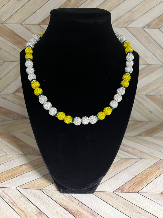 White, Yellow & Green Spacers Necklace