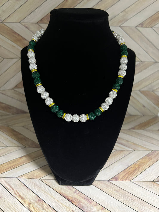 White, Green & Yellow Spacers Necklace