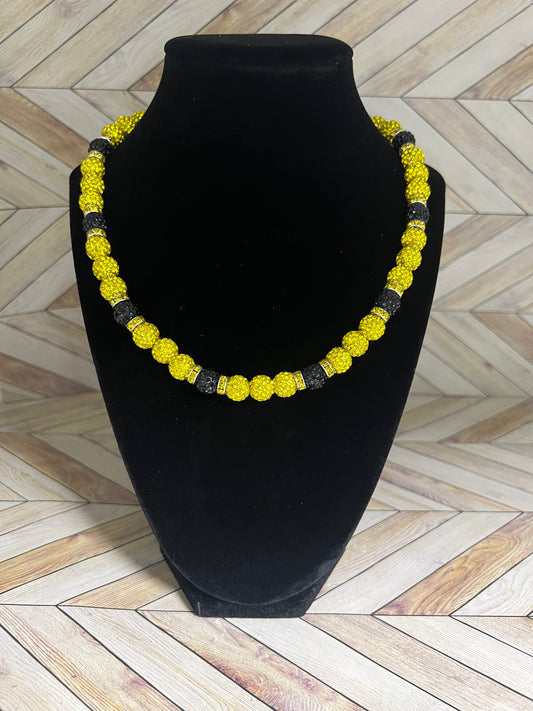 Yellow & Black w/ Yellow Spacers Necklace