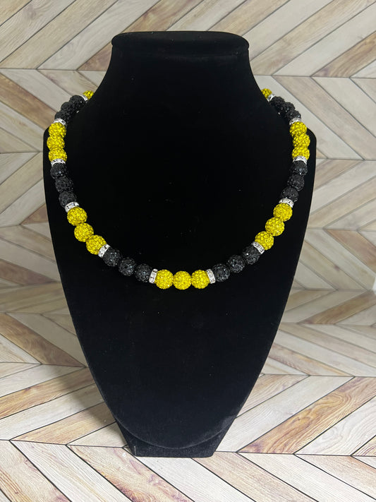 Black & Yellow w/ White Spacers Necklace