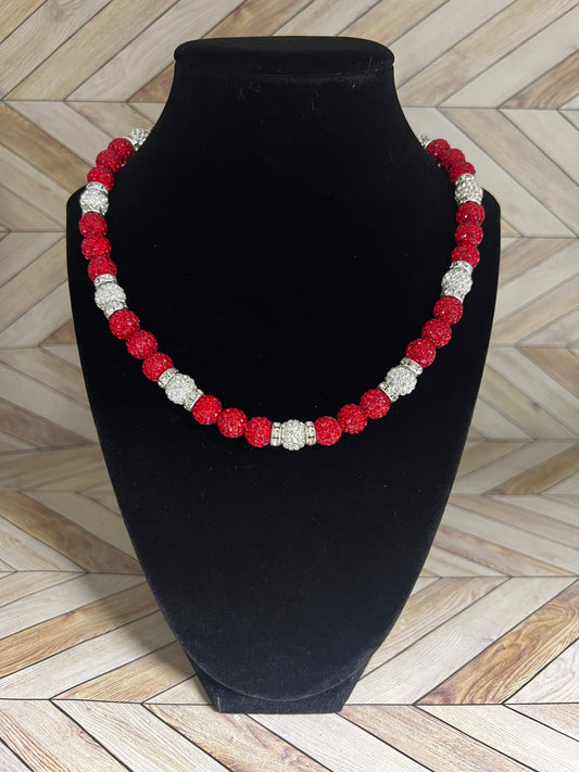 Red & White w/ White Spacers Necklace